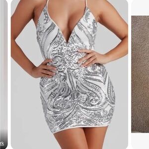 New white & silver Windsor mini dress